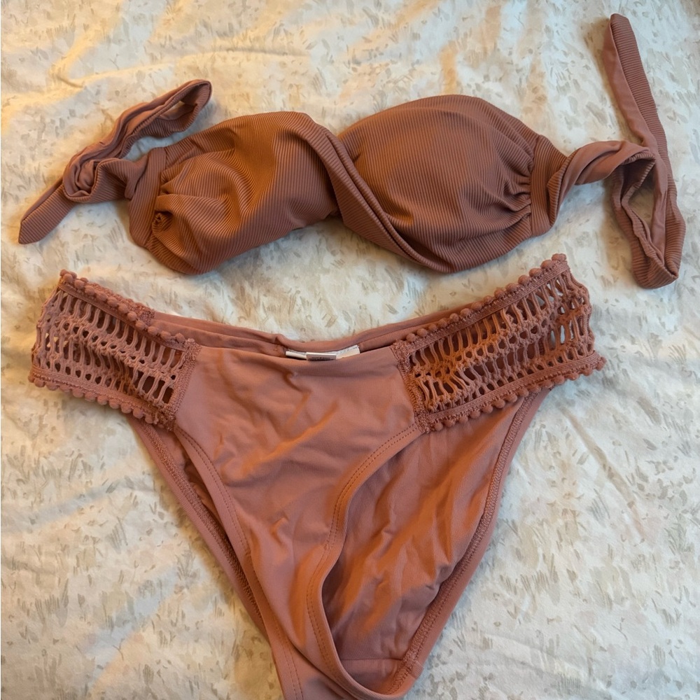 Robin Piccone Terracotta Bikini with Crochet Accents